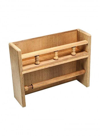 Teak Spice Rack With Paper Towel Holder Beige 17x13.1x4.1inch
