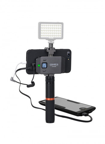 UHF Wireless Smartphone Lavalier Microphone System With Phone Holder, Grip And Carry Bag Black