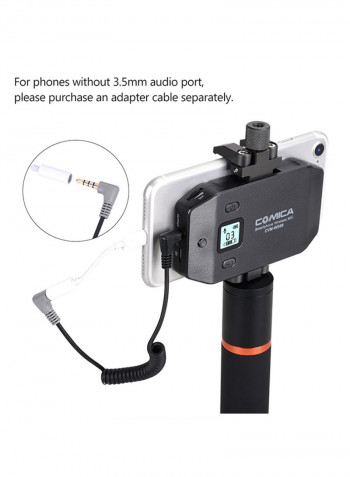 UHF Wireless Smartphone Lavalier Microphone System With Phone Holder, Grip And Carry Bag Black