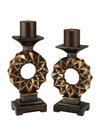 Pack Of 2 Western Candle Holder Black/Brown 4x12x7.5inch