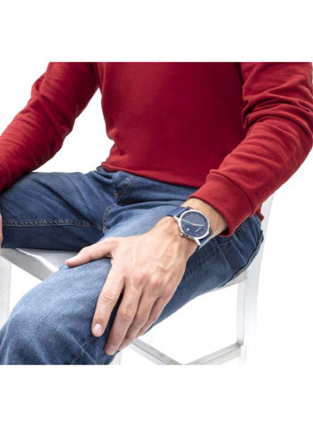 Men's Leather Analog Wrist Watch