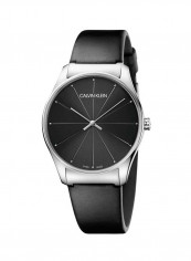 Men's Classic Black Leather Strap Watch