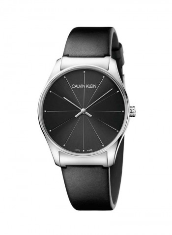 Men's Classic Black Leather Strap Watch