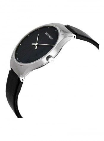 Men's Classic Black Leather Strap Watch