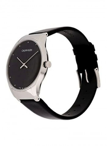 Men's Classic Black Leather Strap Watch