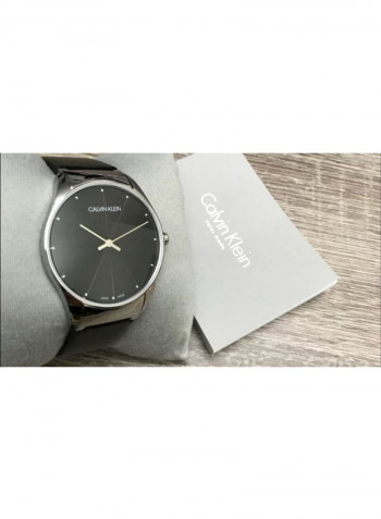Men's Classic Black Leather Strap Watch