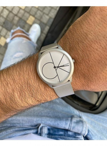 Men's Minimal Silver Stainless Steel Strap Watch