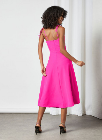 Tie Shoulder Midi Dress Pink