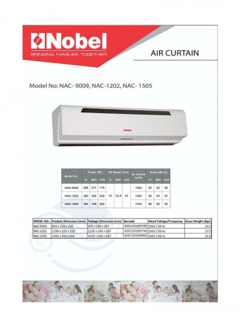 Air Curtain White 120Cm With Remote Controller And Sensors China 1200 ml 0 W NAC1220 White