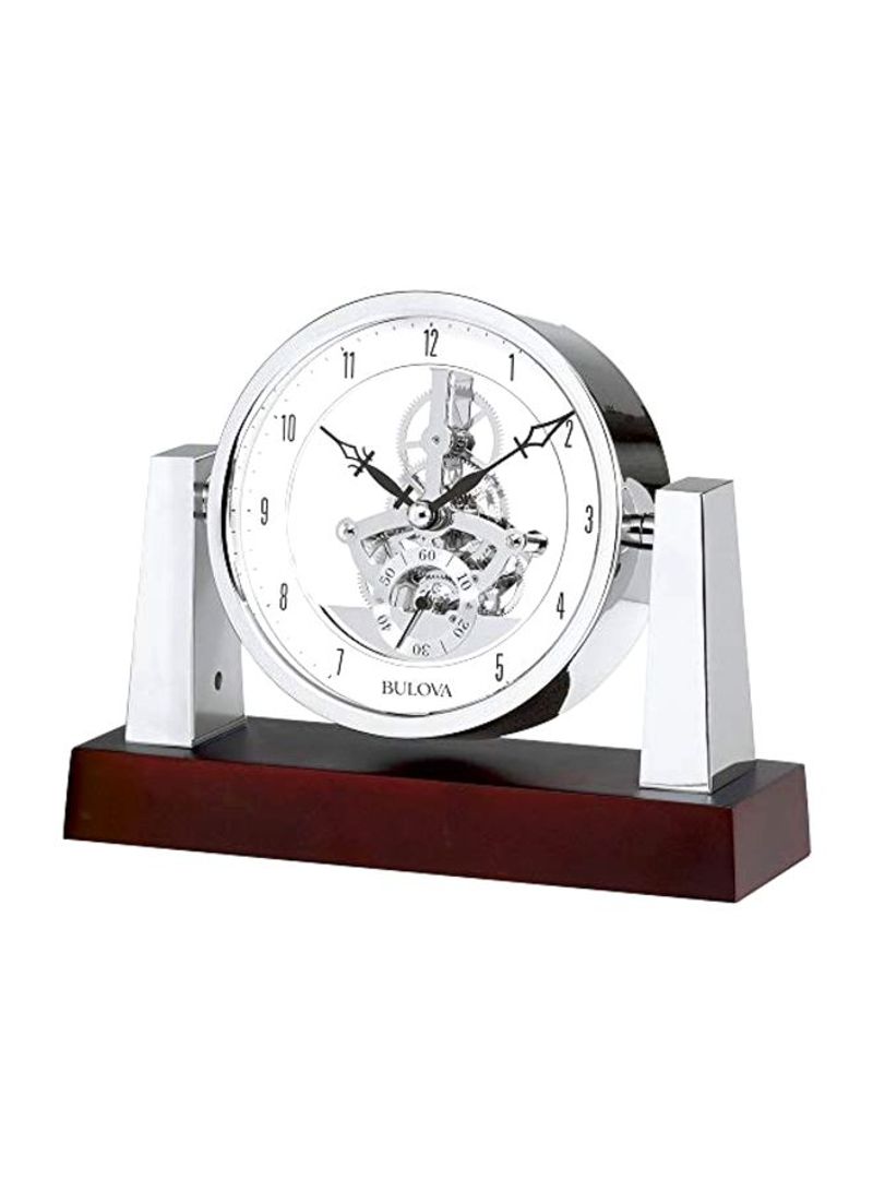 Largo Table Clock Silver/White/Dark Mahogany 2.5x7.5x6inch