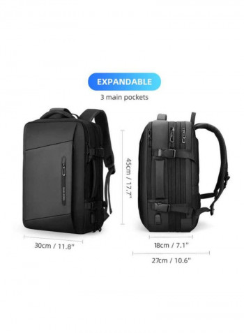 Anti-Theft Laptop Backpack With USB Charging Port Black