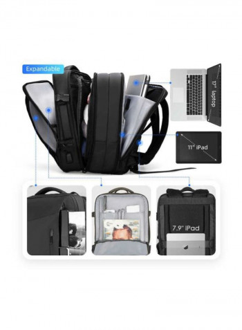 Anti-Theft Laptop Backpack With USB Charging Port Black