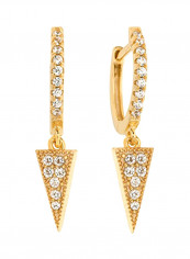 Women's Dagger Pave Charm Crystal Huggie Earrings Gold Plated