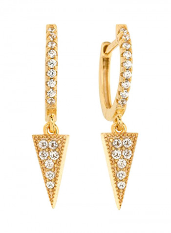 Women's Dagger Pave Charm Crystal Huggie Earrings Gold Plated