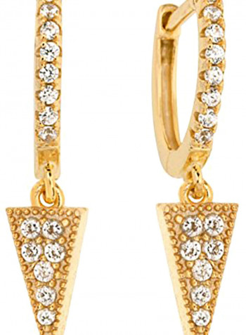 Women's Dagger Pave Charm Crystal Huggie Earrings Gold Plated