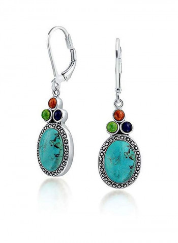 925 Sterling Silver Multi-Stones Enhanced Dangle Earrings