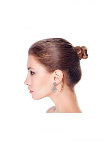 925 Sterling Silver Bridal Leaf Pearl Earrings