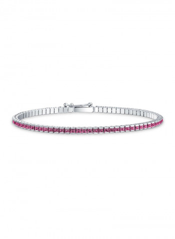 925 Sterling Silver Cubic Zirconia Studded Tennis Bracelet