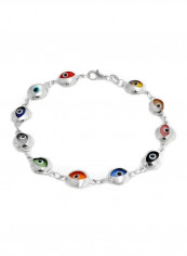 925 Sterling Silver Glass Evil Eye Bracelet