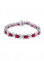 Rhodium Plated Brass Cubic Zirconia Studded Bracelet