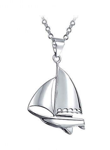 925 Sterling Silver Sailboat Ship Shaped Pendant Necklace