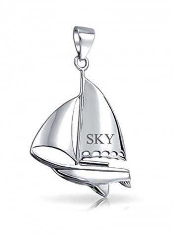 925 Sterling Silver Sailboat Ship Shaped Pendant Necklace