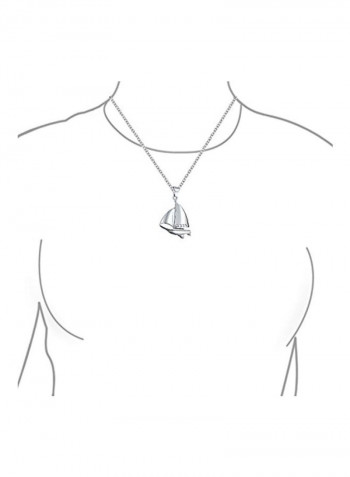 925 Sterling Silver Sailboat Ship Shaped Pendant Necklace