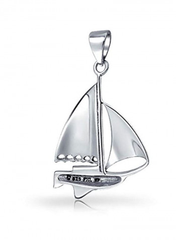 925 Sterling Silver Sailboat Ship Shaped Pendant Necklace
