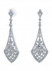 Silver Plated Brass Crystal Srudded Dangle Earrings