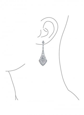 Silver Plated Brass Crystal Srudded Dangle Earrings
