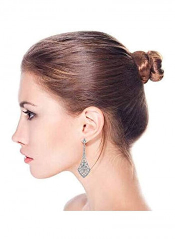 Silver Plated Brass Crystal Srudded Dangle Earrings