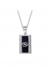 925 Sterling Silver Celestial Dog Tag Zodiac Pendant Necklace