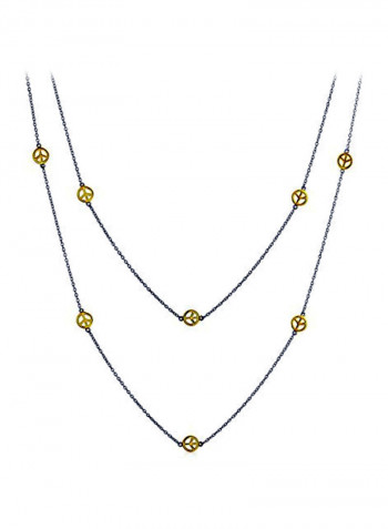 925 Sterling Silver Two Tone Peace Sign Necklace