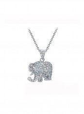 Rhodium Plated 925 Sterling Silver Cubic Zirconia Studded Pendant Necklace