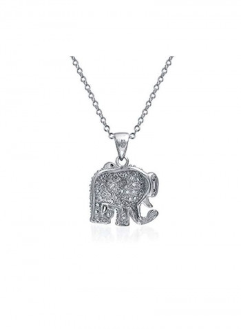 Rhodium Plated 925 Sterling Silver Cubic Zirconia Studded Pendant Necklace