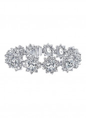 Rhodium Plated Brass Cubic Zirconia Studded Tennis Bracelet