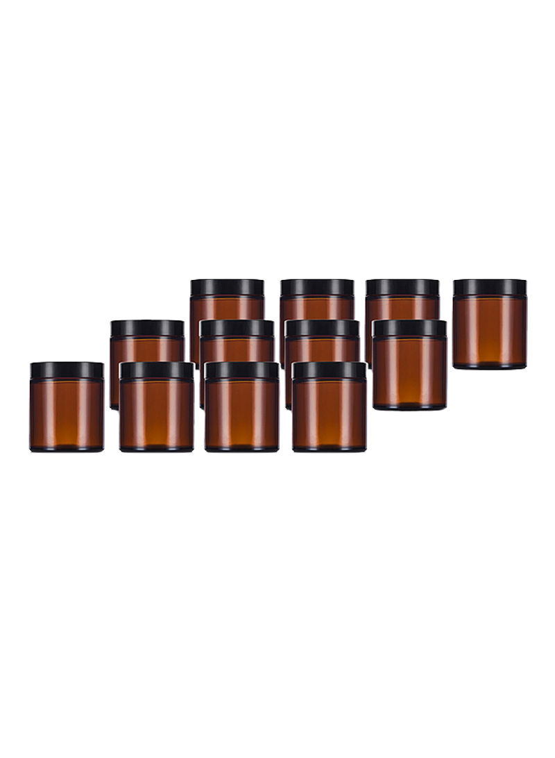 Pack Of 12 Amber Glass Straight Sided Jar