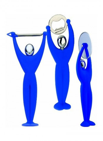 3-Piece Kitchen Tool Set Blue/Silver