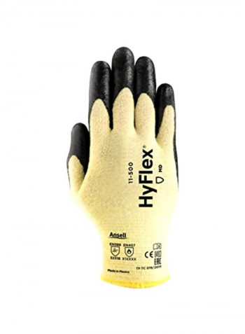 12-Piece Nitrile Coating Kevlar Gloves Black/Yellow