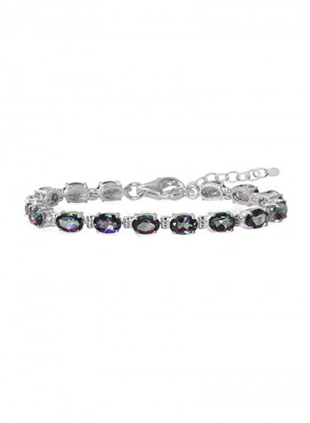 925 Sterling Silver 13.92 Ct Topaz Studded Tennis Bracelet
