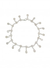 925 Sterling Silver Moonstone Studded Charm Anklet