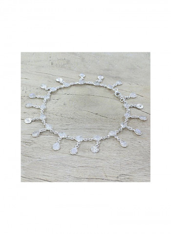 925 Sterling Silver Moonstone Studded Charm Anklet