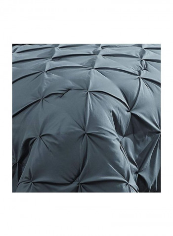 7-Piece Ella Pinch Pleat Comforter Set Polyester Grey/White Queen