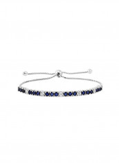 925 Sterling Silver Sapphire And Diamond Studded Bracelet