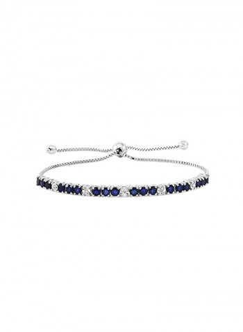 925 Sterling Silver Sapphire And Diamond Studded Bracelet