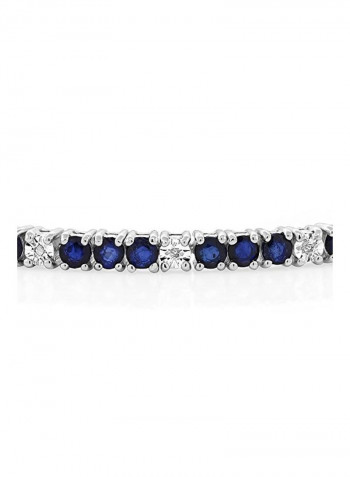 925 Sterling Silver Sapphire And Diamond Studded Bracelet