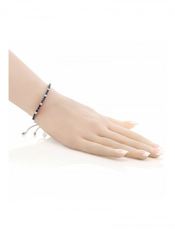 925 Sterling Silver Sapphire And Diamond Studded Bracelet