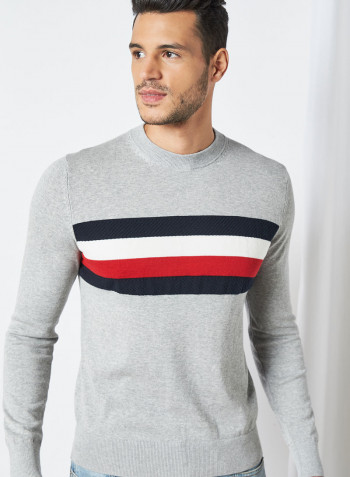Global Striped Sweater Medium Grey Heather