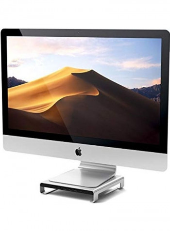 Monitor Stand With USB Hub Silver