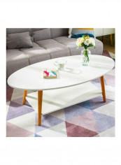 Oval Coffee Table White/Brown